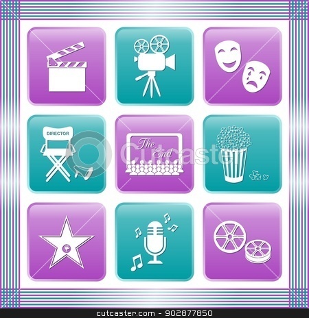 To use this stock image in your creative project, please select the size you need over to the right and click the "Add to Cart" button.
Your downloaded image will come with the Cutcaster watermark removed so don’t worry about the watermark you see on this page. Movie icons stock vector clipart, Set of white movie icons on colored buttons by blumer