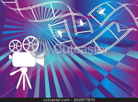To use this stock image in your creative project, please select the size you need over to the right and click the "Add to Cart" button.
Your downloaded image will come with the Cutcaster watermark removed so don’t worry about the watermark you see on this page. Movie background stock vector clipart, Shiny background with film stripes and movie camera by blumer