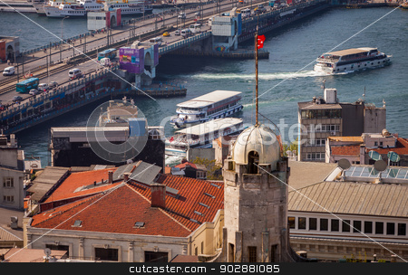To use this stock image in your creative project, please select the size you need over to the right and click the "Add to Cart" button.
Your downloaded image will come with the Cutcaster watermark removed so don’t worry about the watermark you see on this page. Water Traffic Near the Galata Bridge stock photo, ISTANBUL, TURKEY – APRIL 28: The New Mosque and neighboroods along the Bosphorus on April 28, 2012 in Istanbul, Turkey prior to Anzac Day. The Bosphorus divides Turkey between Europe and Asia. by Scott Griessel