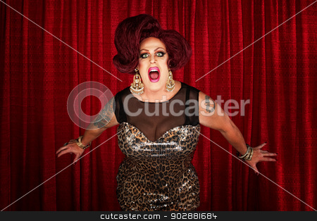 To use this stock image in your creative project, please select the size you need over to the right and click the "Add to Cart" button.
Your downloaded image will come with the Cutcaster watermark removed so don’t worry about the watermark you see on this page. Drag Queen Screaming or Singing stock photo, Drag queen screaming or singing in theater by Scott Griessel