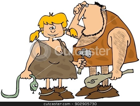 To use this stock image in your creative project, please select the size you need over to the right and click the "Add to Cart" button.
Your downloaded image will come with the Cutcaster watermark removed so don’t worry about the watermark you see on this page. Cave couple stock photo, This illustration depicts a caveman holding a club and his wife carrying a dead snake and a rock hammer. by Dennis Cox