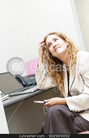 To use this stock image in your creative project, please select the size you need over to the right and click the "Add to Cart" button.
Your downloaded image will come with the Cutcaster watermark removed so don’t worry about the watermark you see on this page. Business woman worried at office desk stock photo, Businesswoman worried in office workstation looking up by Elena Elisseeva