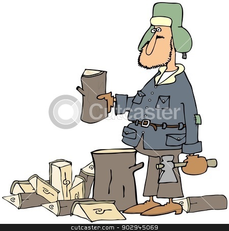 To use this stock image in your creative project, please select the size you need over to the right and click the "Add to Cart" button.
Your downloaded image will come with the Cutcaster watermark removed so don’t worry about the watermark you see on this page. Man splitting firewood stock photo, This illustration depicts a bundled up man splitting firewood with an axe. by Dennis Cox