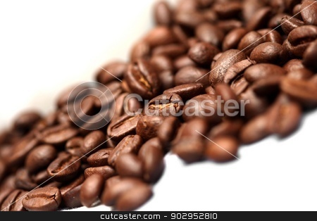 To use this stock image in your creative project, please select the size you need over to the right and click the "Add to Cart" button.
Your downloaded image will come with the Cutcaster watermark removed so don’t worry about the watermark you see on this page. Coffee stock photo, coffee beans on a white background by Karma Shuford
