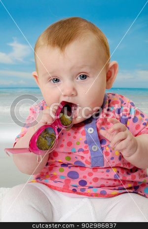 To use this stock image in your creative project, please select the size you need over to the right and click the "Add to Cart" button.
Your downloaded image will come with the Cutcaster watermark removed so don’t worry about the watermark you see on this page. Baby on beach stock photo, Sweet baby on vacation on beach with the sea in the background. by Lars Christensen