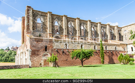 To use this stock image in your creative project, please select the size you need over to the right and click the "Add to Cart" button.
Your downloaded image will come with the Cutcaster watermark removed so don’t worry about the watermark you see on this page. San Galgano Abbey stock photo, Italy, Tuscany region. Medieval San Galgano Abbey. by Paolo Gallo