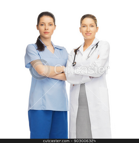 To use this stock image in your creative project, please select the size you need over to the right and click the "Add to Cart" button.
Your downloaded image will come with the Cutcaster watermark removed so don’t worry about the watermark you see on this page. two doctors in uniform stock photo, healthcare and medical concept - two doctors in uniform by Syda Productions