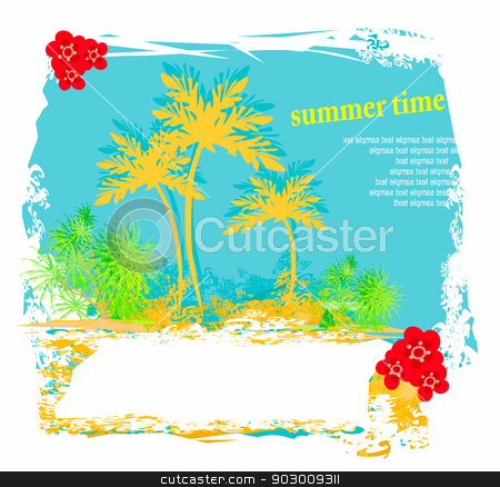 To use this stock image in your creative project, please select the size you need over to the right and click the "Add to Cart" button.
Your downloaded image will come with the Cutcaster watermark removed so don’t worry about the watermark you see on this page. vector summer background with palm trees stock vector clipart, vector summer background with palm trees by Jacky Brown