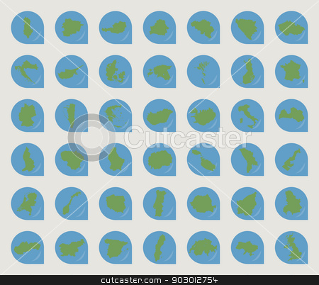 To use this stock image in your creative project, please select the size you need over to the right and click the "Add to Cart" button.
Your downloaded image will come with the Cutcaster watermark removed so don’t worry about the watermark you see on this page. European map buttons stock photo, Set of European map buttons in flat web design style. by Martin Crowdy