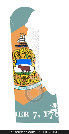 To use this stock image in your creative project, please select the size you need over to the right and click the "Add to Cart" button.
Your downloaded image will come with the Cutcaster watermark removed so don’t worry about the watermark you see on this page. State of Delaware flag map stock photo, State of Delaware flag map isolated on a white background, U.S.A. by Martin Crowdy