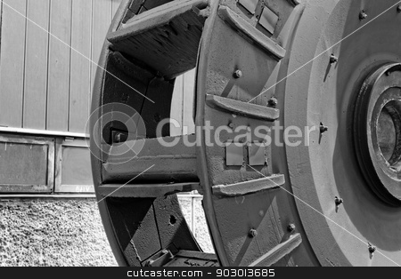 To use this stock image in your creative project, please select the size you need over to the right and click the "Add to Cart" button.
Your downloaded image will come with the Cutcaster watermark removed so don’t worry about the watermark you see on this page. industrial mill wheel stock photo, industrial coal mill wheel details (close up) bw by Jozsef Demeter