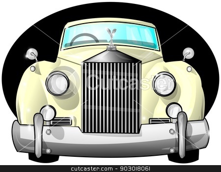 To use this stock image in your creative project, please select the size you need over to the right and click the "Add to Cart" button.
Your downloaded image will come with the Cutcaster watermark removed so don’t worry about the watermark you see on this page. Luxury car stock photo, This illustration depicts the front view of a luxury car with over sized fenders, grill and headlights. by Dennis Cox