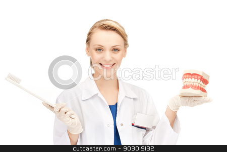 To use this stock image in your creative project, please select the size you need over to the right and click the "Add to Cart" button.
Your downloaded image will come with the Cutcaster watermark removed so don’t worry about the watermark you see on this page. doctor with toothbrush and jaws stock photo, picture of attractive female doctor with toothbrush and jaws by Syda Productions