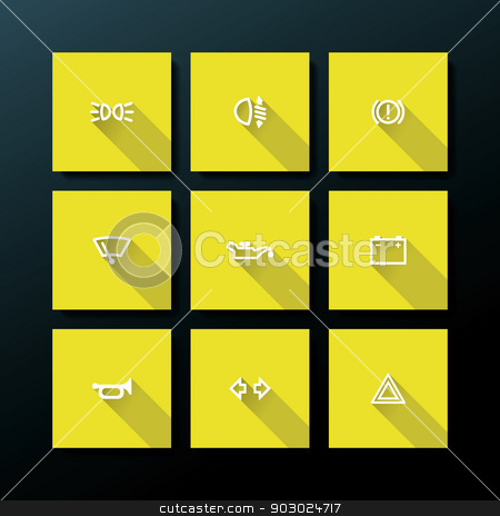 To use this stock image in your creative project, please select the size you need over to the right and click the "Add to Cart" button.
Your downloaded image will come with the Cutcaster watermark removed so don’t worry about the watermark you see on this page. Vector flat car dashboard icon set stock vector clipart, Flat car dashboard icon set - vector illustration by ojal_2