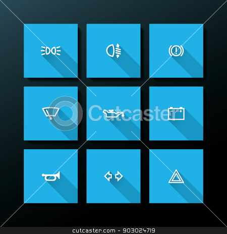 To use this stock image in your creative project, please select the size you need over to the right and click the "Add to Cart" button.
Your downloaded image will come with the Cutcaster watermark removed so don’t worry about the watermark you see on this page. Vector flat car dashboard icon set stock vector clipart, Flat car dashboard icon set - vector illustration by ojal_2