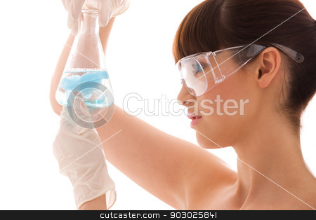 To use this stock image in your creative project, please select the size you need over to the right and click the "Add to Cart" button.
Your downloaded image will come with the Cutcaster watermark removed so don’t worry about the watermark you see on this page. lab work stock photo, beautiful female lab worker holding up test tube by Syda Productions