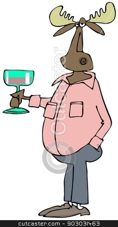 To use this stock image in your creative project, please select the size you need over to the right and click the "Add to Cart" button.
Your downloaded image will come with the Cutcaster watermark removed so don’t worry about the watermark you see on this page. Casual moose holding a cocktail stock photo, This illustration depicts a moose wearing casual clothes holding a large cocktail. by Dennis Cox