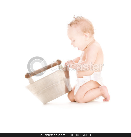To use this stock image in your creative project, please select the size you need over to the right and click the "Add to Cart" button.
Your downloaded image will come with the Cutcaster watermark removed so don’t worry about the watermark you see on this page. baby boy with wash-tub stock photo, picture of baby boy with wash-tub over white by Syda Productions