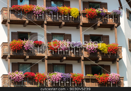 To use this stock image in your creative project, please select the size you need over to the right and click the "Add to Cart" button.
Your downloaded image will come with the Cutcaster watermark removed so don’t worry about the watermark you see on this page. Details of Madonna di Campiglio stock photo, Rustic windows decorated with flowers in Madonna di Campiglio by Natalia Macheda