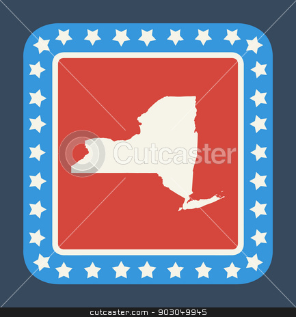 To use this stock image in your creative project, please select the size you need over to the right and click the "Add to Cart" button.
Your downloaded image will come with the Cutcaster watermark removed so don’t worry about the watermark you see on this page. New York state button stock photo, New York state button on American flag in flat web design style, isolated on white background. by Martin Crowdy