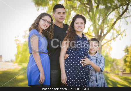 To use this stock image in your creative project, please select the size you need over to the right and click the "Add to Cart" button.
Your downloaded image will come with the Cutcaster watermark removed so don’t worry about the watermark you see on this page. Happy Attractive Hispanic Family With Their Pregnant Mother Outd stock photo, Happy Attractive Hispanic Family With Their Pregnant Mother Outdoors At the Park. by Andy Dean