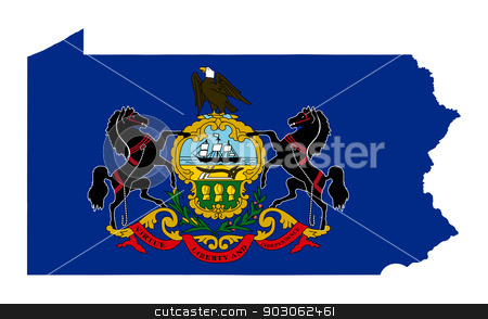 To use this stock image in your creative project, please select the size you need over to the right and click the "Add to Cart" button.
Your downloaded image will come with the Cutcaster watermark removed so don’t worry about the watermark you see on this page. State of Pennsylvania flag map stock photo, State of Pennsylvania flag map isolated on a white background, U.S.A. by Martin Crowdy
