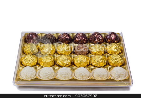 To use this stock image in your creative project, please select the size you need over to the right and click the "Add to Cart" button.
Your downloaded image will come with the Cutcaster watermark removed so don’t worry about the watermark you see on this page. Chocolate sweets in the box on the white background. stock photo, Fragment of the open blue boxes of chocolates. Presented on a white background by Georgina198