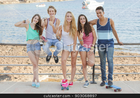 To use this stock image in your creative project, please select the size you need over to the right and click the "Add to Cart" button.
Your downloaded image will come with the Cutcaster watermark removed so don’t worry about the watermark you see on this page. mixed race confident teens on student vacation stock photo, mixed race confident teens on student vacation by mandygodbehear