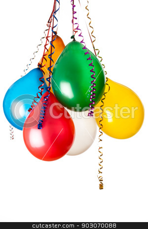 To use this stock image in your creative project, please select the size you need over to the right and click the "Add to Cart" button.
Your downloaded image will come with the Cutcaster watermark removed so don’t worry about the watermark you see on this page. Colored balloons stock photo, colored balloons isolated on white with hanging holiday streamers by Felix Furo