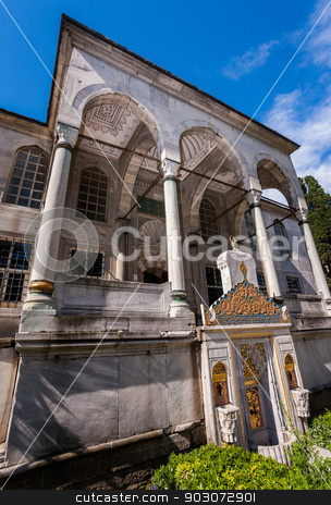 To use this stock image in your creative project, please select the size you need over to the right and click the "Add to Cart" button.
Your downloaded image will come with the Cutcaster watermark removed so don’t worry about the watermark you see on this page. Entry to Library of Sultan Ahmed stock photo, Entry to Neo Classical Library of Sultan Ahmed by Scott Griessel