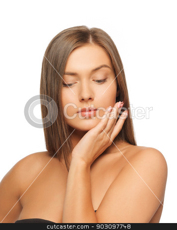 To use this stock image in your creative project, please select the size you need over to the right and click the "Add to Cart" button.
Your downloaded image will come with the Cutcaster watermark removed so don’t worry about the watermark you see on this page. beautiful woman with long hair stock photo, face and hands of beautiful woman with long hair by Syda Productions
