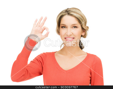 To use this stock image in your creative project, please select the size you need over to the right and click the "Add to Cart" button.
Your downloaded image will come with the Cutcaster watermark removed so don’t worry about the watermark you see on this page. young woman showing ok sign stock photo, bright picture of young woman showing ok sign by Syda Productions