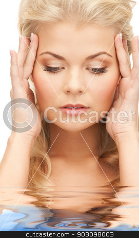 To use this stock image in your creative project, please select the size you need over to the right and click the "Add to Cart" button.
Your downloaded image will come with the Cutcaster watermark removed so don’t worry about the watermark you see on this page. beautiful woman stock photo, bright closeup portrait picture of beautiful woman in water by Syda Productions