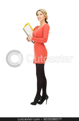 To use this stock image in your creative project, please select the size you need over to the right and click the "Add to Cart" button.
Your downloaded image will come with the Cutcaster watermark removed so don’t worry about the watermark you see on this page. happy woman with folder stock photo, bright picture of happy woman with folder by Syda Productions