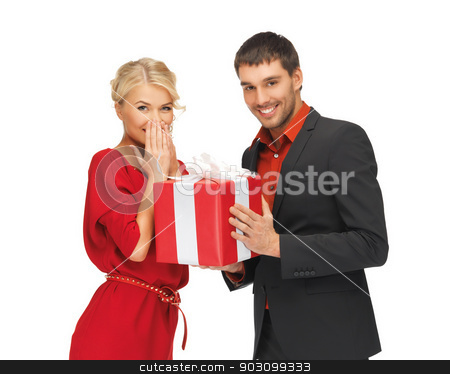 To use this stock image in your creative project, please select the size you need over to the right and click the "Add to Cart" button.
Your downloaded image will come with the Cutcaster watermark removed so don’t worry about the watermark you see on this page. man and woman with present stock photo, picture of man and woman with present by Syda Productions