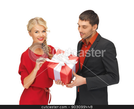 To use this stock image in your creative project, please select the size you need over to the right and click the "Add to Cart" button.
Your downloaded image will come with the Cutcaster watermark removed so don’t worry about the watermark you see on this page. man and woman with present stock photo, picture of man and woman with present by Syda Productions