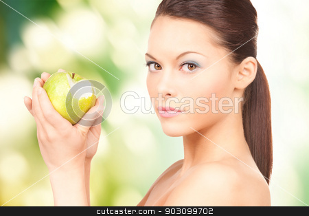 To use this stock image in your creative project, please select the size you need over to the right and click the "Add to Cart" button.
Your downloaded image will come with the Cutcaster watermark removed so don’t worry about the watermark you see on this page. young beautiful woman with green apple stock photo, picture of young beautiful woman with green apple. by Syda Productions