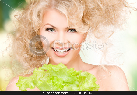 To use this stock image in your creative project, please select the size you need over to the right and click the "Add to Cart" button.
Your downloaded image will come with the Cutcaster watermark removed so don’t worry about the watermark you see on this page. happy woman with lettuce stock photo, picture of happy woman with lettuce over green by Syda Productions