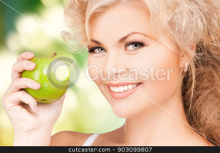 To use this stock image in your creative project, please select the size you need over to the right and click the "Add to Cart" button.
Your downloaded image will come with the Cutcaster watermark removed so don’t worry about the watermark you see on this page. young beautiful woman with green apple stock photo, picture of young beautiful woman with green apple. by Syda Productions