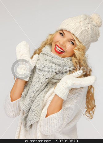 To use this stock image in your creative project, please select the size you need over to the right and click the "Add to Cart" button.
Your downloaded image will come with the Cutcaster watermark removed so don’t worry about the watermark you see on this page. beautiful woman in hat, muffler and mittens stock photo, bright picture of beautiful woman in hat, muffler and mittens.. by Syda Productions