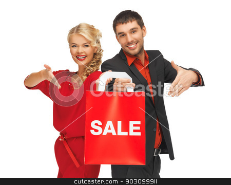 To use this stock image in your creative project, please select the size you need over to the right and click the "Add to Cart" button.
Your downloaded image will come with the Cutcaster watermark removed so don’t worry about the watermark you see on this page. man and woman with shopping bag stock photo, bright picture of man and woman with shopping bag by Syda Productions