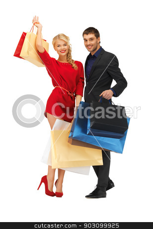To use this stock image in your creative project, please select the size you need over to the right and click the "Add to Cart" button.
Your downloaded image will come with the Cutcaster watermark removed so don’t worry about the watermark you see on this page. man and woman with shopping bags stock photo, bright picture of man and woman with shopping bags by Syda Productions