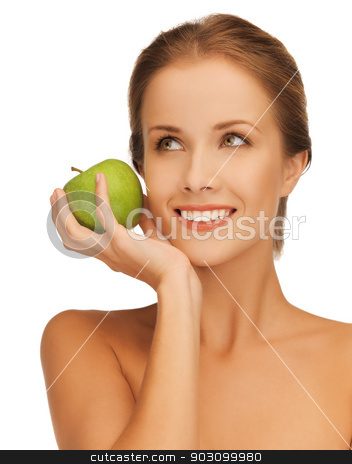 To use this stock image in your creative project, please select the size you need over to the right and click the "Add to Cart" button.
Your downloaded image will come with the Cutcaster watermark removed so don’t worry about the watermark you see on this page. woman with green apple stock photo, picture of beautiful woman with green apple. by Syda Productions