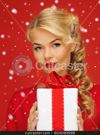 To use this stock image in your creative project, please select the size you need over to the right and click the "Add to Cart" button.
Your downloaded image will come with the Cutcaster watermark removed so don’t worry about the watermark you see on this page. lovely woman in red dress with present stock photo, picture of lovely woman in red dress with present by Syda Productions