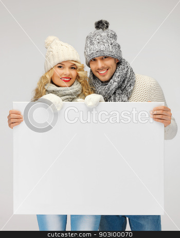 To use this stock image in your creative project, please select the size you need over to the right and click the "Add to Cart" button.
Your downloaded image will come with the Cutcaster watermark removed so don’t worry about the watermark you see on this page. couple in a winter clothes holding blank board stock photo, picture of family couple in a winter clothes holding blank board by Syda Productions