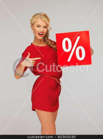 To use this stock image in your creative project, please select the size you need over to the right and click the "Add to Cart" button.
Your downloaded image will come with the Cutcaster watermark removed so don’t worry about the watermark you see on this page. lovely woman in red dress with percent sign stock photo, picture of lovely woman in red dress with percent sign by Syda Productions