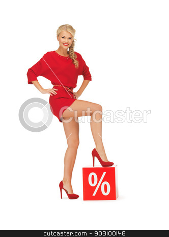 To use this stock image in your creative project, please select the size you need over to the right and click the "Add to Cart" button.
Your downloaded image will come with the Cutcaster watermark removed so don’t worry about the watermark you see on this page. lovely woman in red dress with percent sign stock photo, picture of lovely woman in red dress with percent sign by Syda Productions