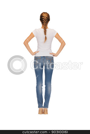To use this stock image in your creative project, please select the size you need over to the right and click the "Add to Cart" button.
Your downloaded image will come with the Cutcaster watermark removed so don’t worry about the watermark you see on this page. rear view of woman in blank white t-shirt stock photo, rear view of woman in blank white t-shirt by Syda Productions