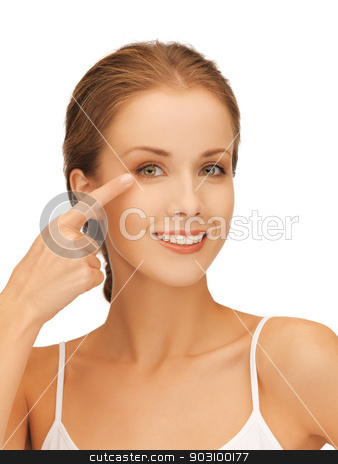 To use this stock image in your creative project, please select the size you need over to the right and click the "Add to Cart" button.
Your downloaded image will come with the Cutcaster watermark removed so don’t worry about the watermark you see on this page. beautiful woman pointing to eye stock photo, picture of beautiful woman pointing to eye by Syda Productions