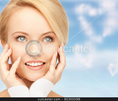 To use this stock image in your creative project, please select the size you need over to the right and click the "Add to Cart" button.
Your downloaded image will come with the Cutcaster watermark removed so don’t worry about the watermark you see on this page. beautiful woman stock photo, bright closeup portrait picture of beautiful woman by Syda Productions